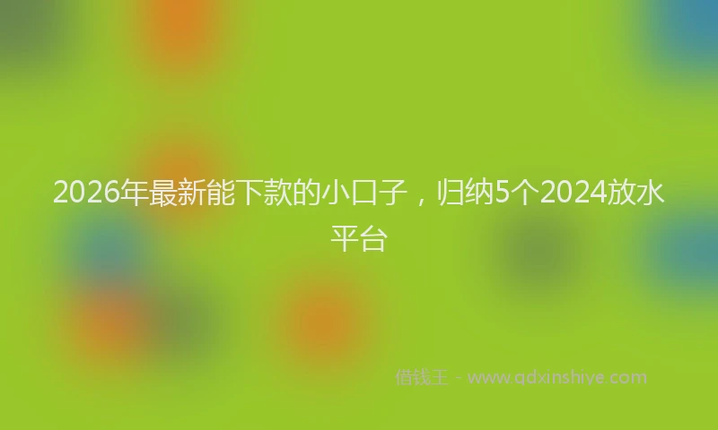 2026年最新能下款的小口子，归纳5个2024放水平台