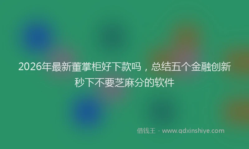 2026年最新董掌柜好下款吗，总结五个金融创新秒下不要芝麻分的软件