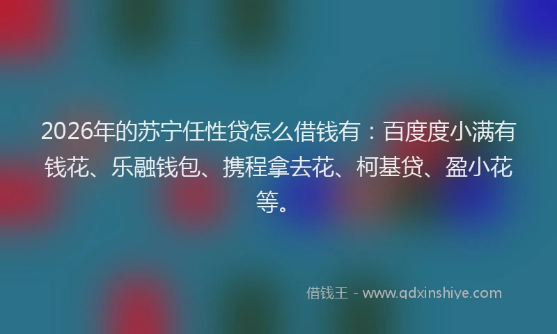 2026年的苏宁任性贷怎么借钱有：百度度小满有钱花、乐融钱包、携程拿去花、柯基贷、盈小花等。