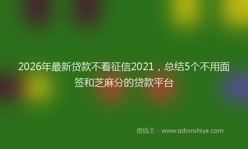 2026年最新贷款不看征信2021，总结5个不用面签和芝麻分的贷款平台