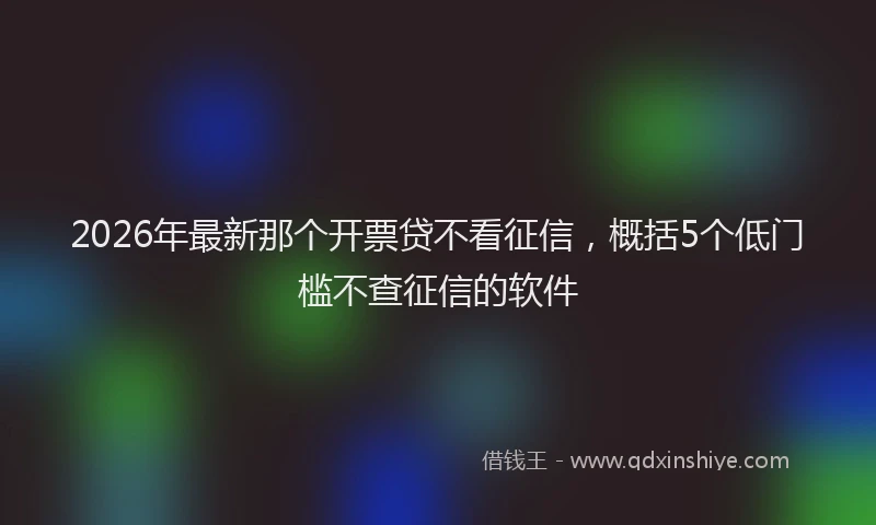 2026年最新那个开票贷不看征信，概括5个低门槛不查征信的软件