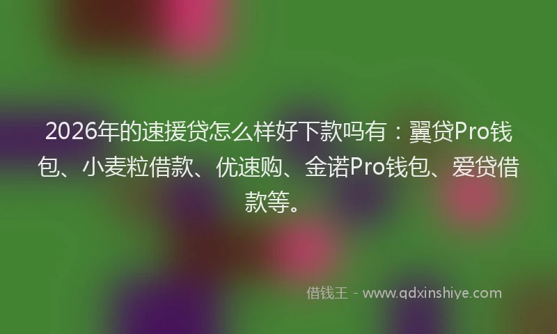 2026年的速援贷怎么样好下款吗有：翼贷Pro钱包、小麦粒借款、优速购、金诺Pro钱包、爱贷借款等。