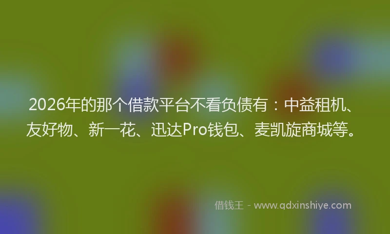 2026年的那个借款平台不看负债有：中益租机、友好物、新一花、迅达Pro钱包、麦凯旋商城等。