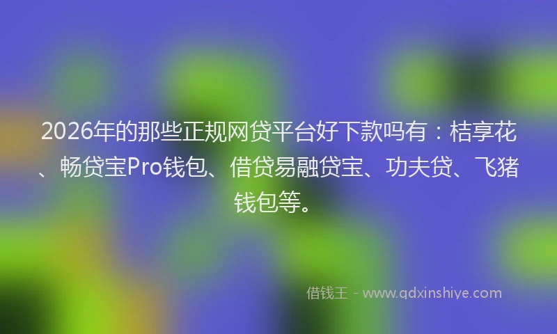 2026年的那些正规网贷平台好下款吗有：桔享花、畅贷宝Pro钱包、借贷易融贷宝、功夫贷、飞猪钱包等。