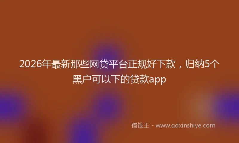 2026年最新那些网贷平台正规好下款，归纳5个黑户可以下的贷款app