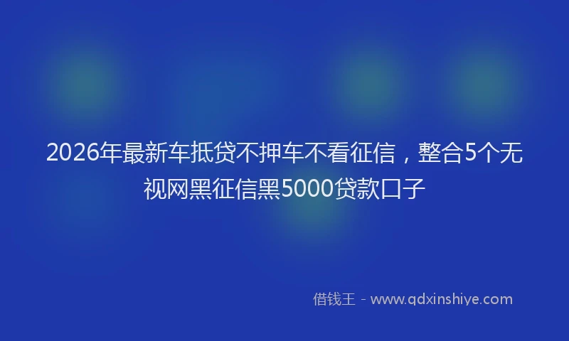 2026年最新车抵贷不押车不看征信，整合5个无视网黑征信黑5000贷款口子