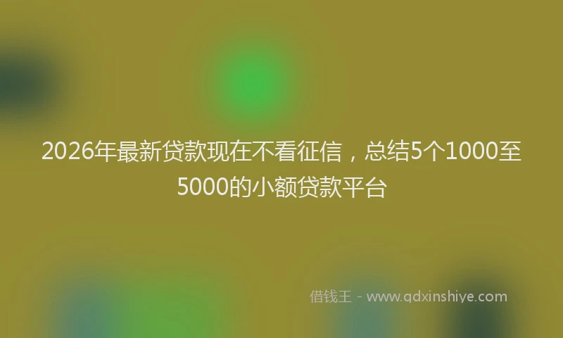 2026年最新贷款现在不看征信，总结5个1000至5000的小额贷款平台