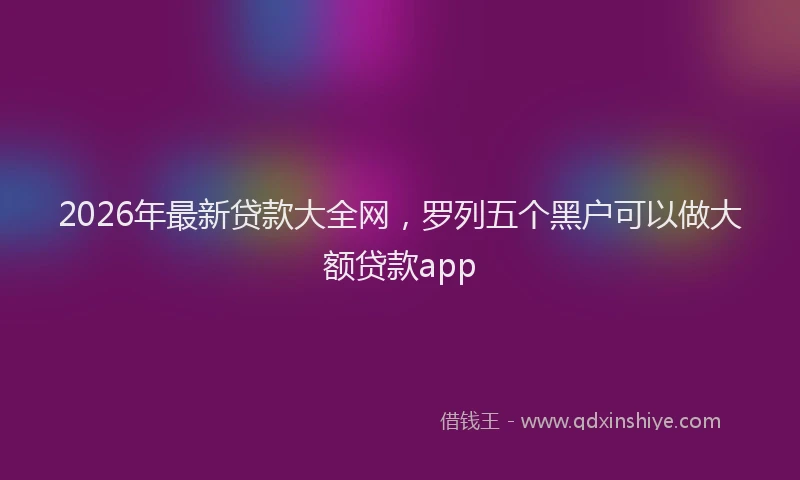 2026年最新贷款大全网，罗列五个黑户可以做大额贷款app
