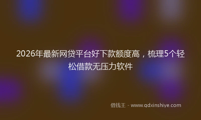 2026年最新网贷平台好下款额度高，梳理5个轻松借款无压力软件
