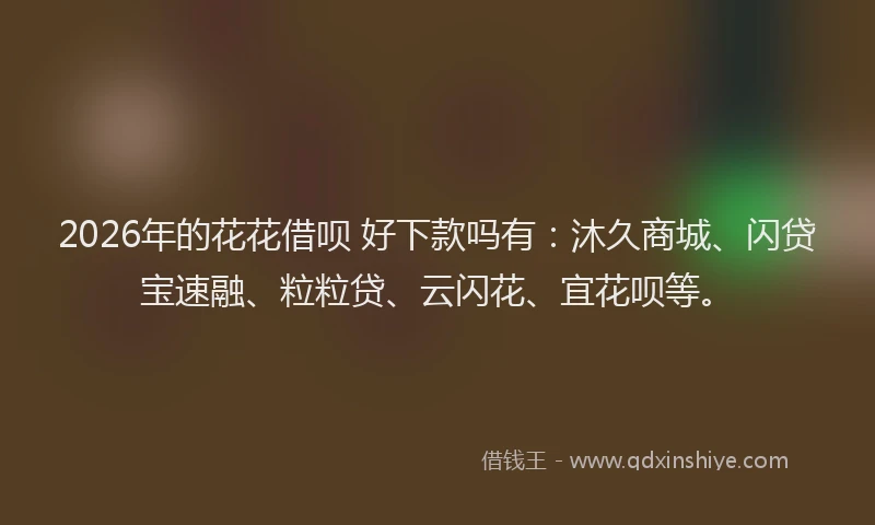 2026年的花花借呗 好下款吗有：沐久商城、闪贷宝速融、粒粒贷、云闪花、宜花呗等。