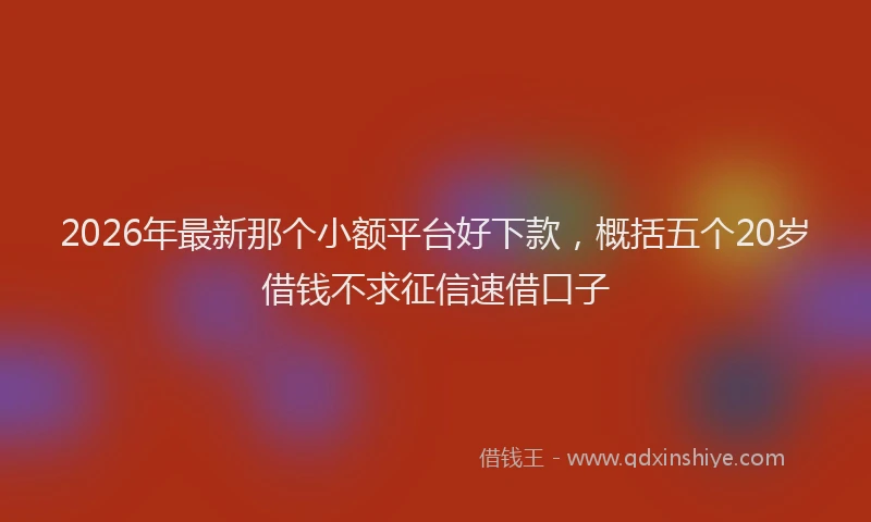 2026年最新那个小额平台好下款，概括五个20岁借钱不求征信速借口子