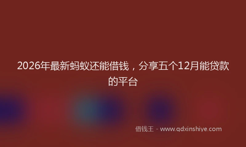2026年最新蚂蚁还能借钱，分享五个12月能贷款的平台