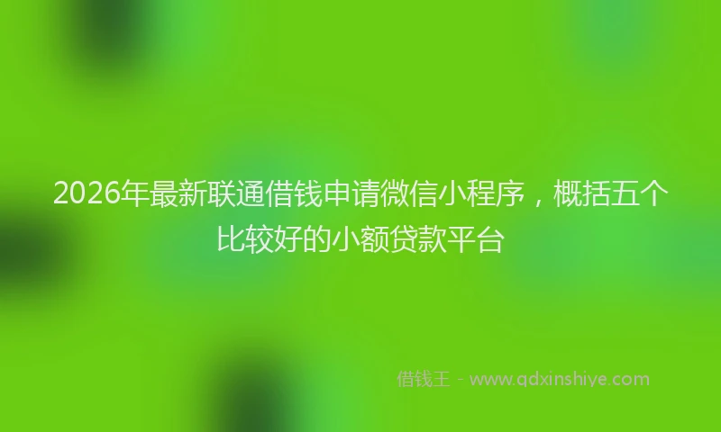 2026年最新联通借钱申请微信小程序，概括五个比较好的小额贷款平台
