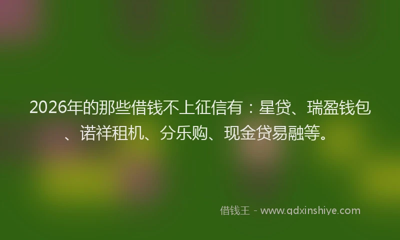 2026年的那些借钱不上征信有：星贷、瑞盈钱包、诺祥租机、分乐购、现金贷易融等。