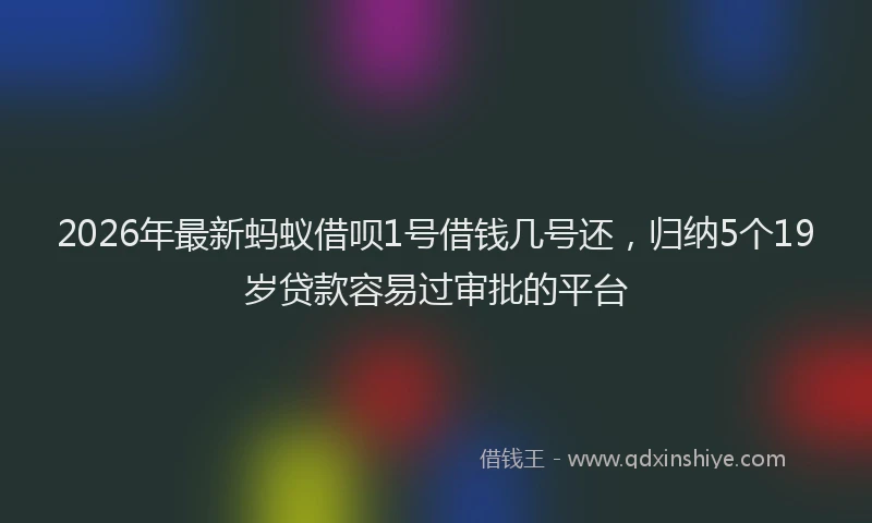 2026年最新蚂蚁借呗1号借钱几号还，归纳5个19岁贷款容易过审批的平台