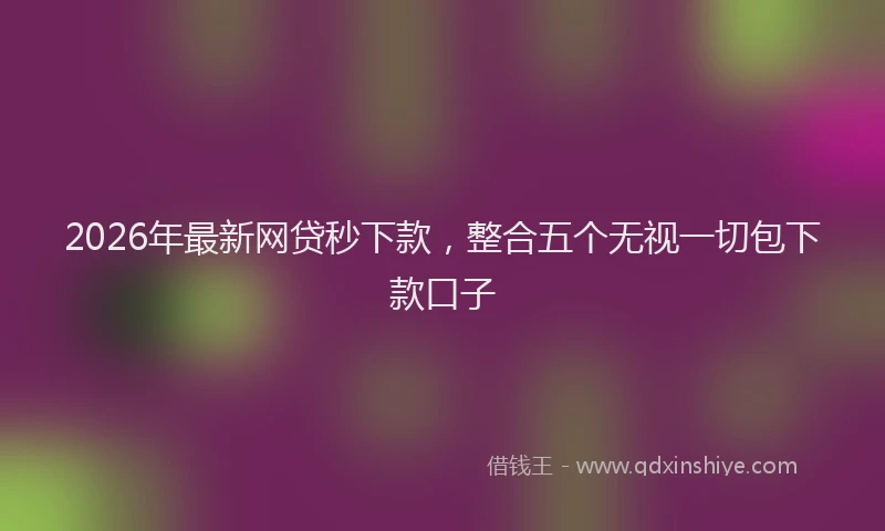 2026年最新网贷秒下款，整合五个无视一切包下款口子