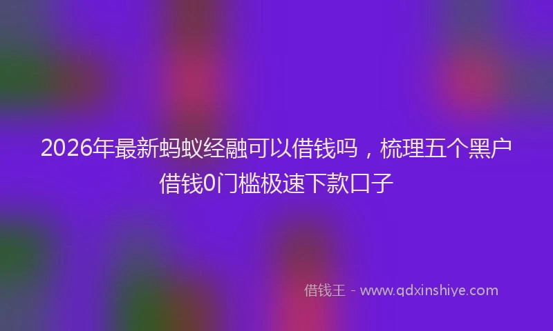 2026年最新蚂蚁经融可以借钱吗，梳理五个黑户借钱0门槛极速下款口子
