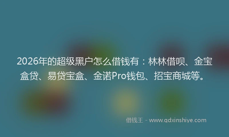 2026年的超级黑户怎么借钱有：林林借呗、金宝盒贷、易贷宝盒、金诺Pro钱包、招宝商城等。