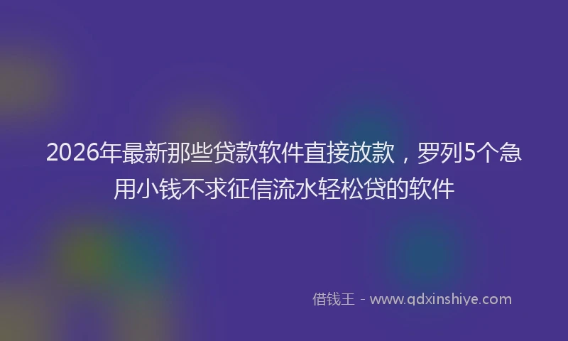 2026年最新那些贷款软件直接放款，罗列5个急用小钱不求征信流水轻松贷的软件
