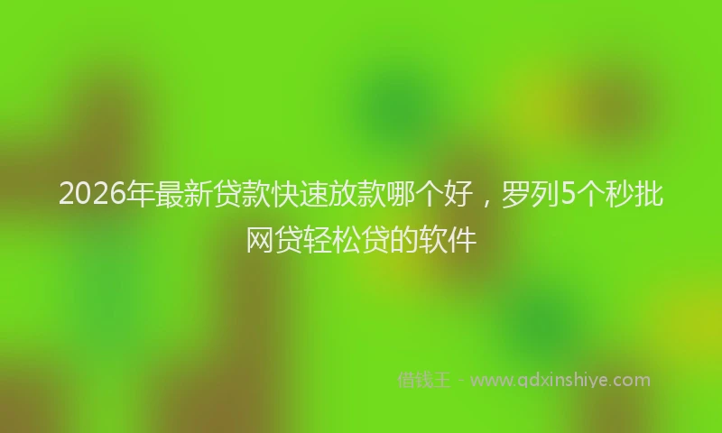 2026年最新贷款快速放款哪个好，罗列5个秒批网贷轻松贷的软件