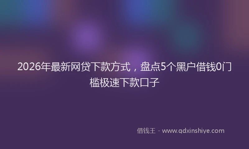 2026年最新网贷下款方式，盘点5个黑户借钱0门槛极速下款口子