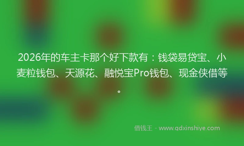 2026年的车主卡那个好下款有：钱袋易贷宝、小麦粒钱包、天源花、融悦宝Pro钱包、现金侠借等。