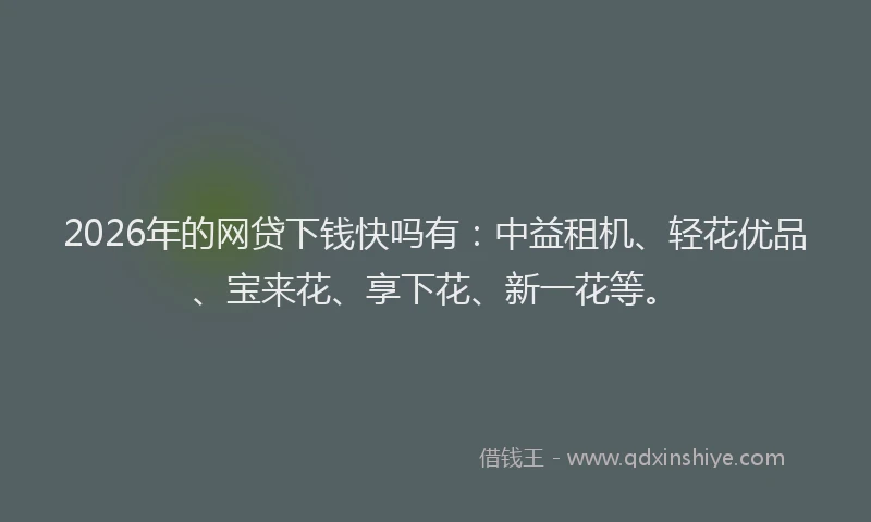 2026年的网贷下钱快吗有：中益租机、轻花优品、宝来花、享下花、新一花等。