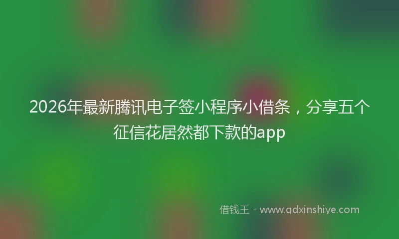 2026年最新腾讯电子签小程序小借条，分享五个征信花居然都下款的app
