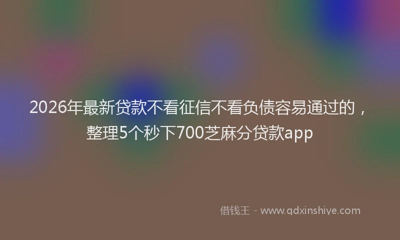 2026年最新贷款不看征信不看负债容易通过的，整理5个秒下700芝麻分贷款app