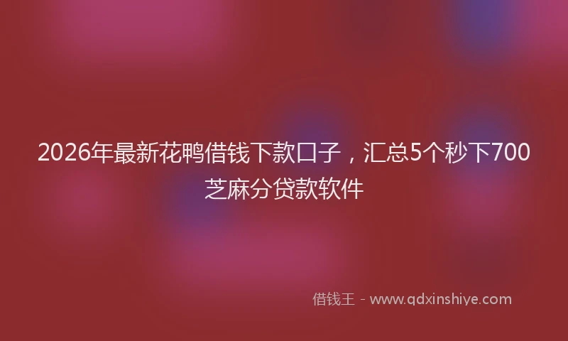 2026年最新花鸭借钱下款口子，汇总5个秒下700芝麻分贷款软件