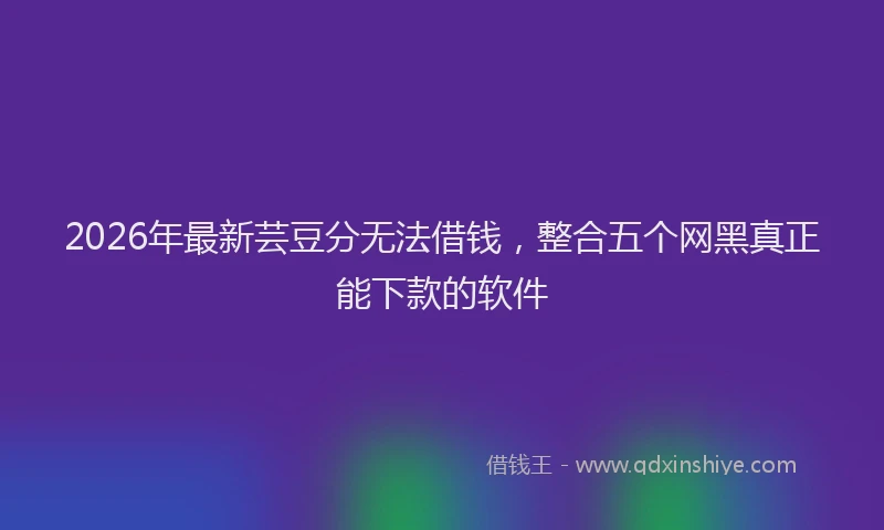 2026年最新芸豆分无法借钱，整合五个网黑真正能下款的软件