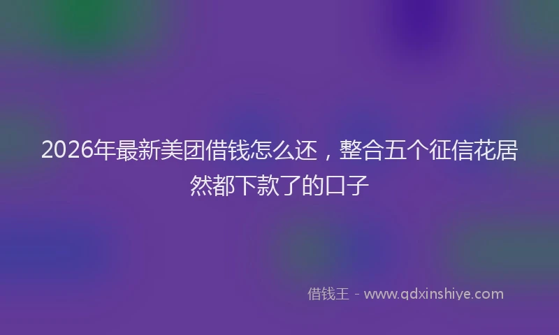 2026年最新美团借钱怎么还，整合五个征信花居然都下款了的口子