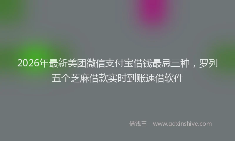2026年最新美团微信支付宝借钱最忌三种，罗列五个芝麻借款实时到账速借软件