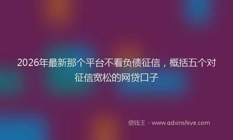 2026年最新那个平台不看负债征信，概括五个对征信宽松的网贷口子