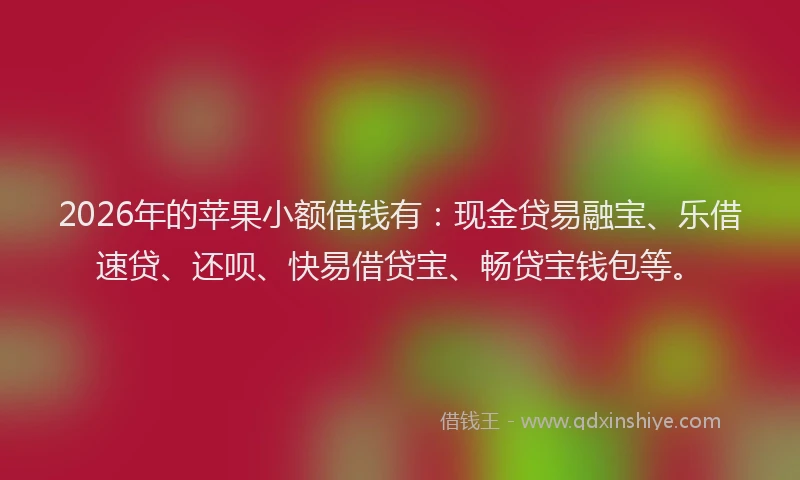 2026年的苹果小额借钱有：现金贷易融宝、乐借速贷、还呗、快易借贷宝、畅贷宝钱包等。