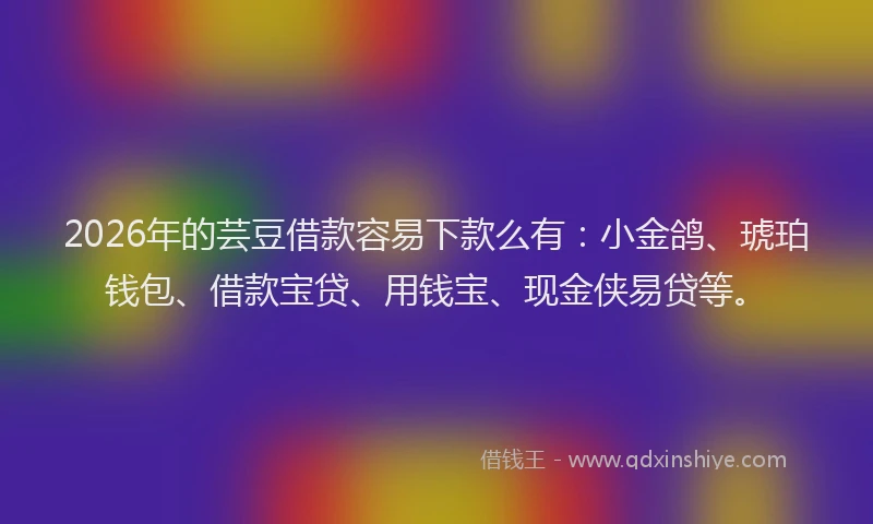 2026年的芸豆借款容易下款么有：小金鸽、琥珀钱包、借款宝贷、用钱宝、现金侠易贷等。