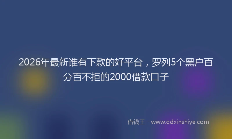 2026年最新谁有下款的好平台，罗列5个黑户百分百不拒的2000借款口子