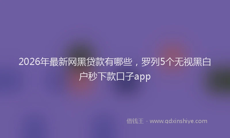 2026年最新网黑贷款有哪些，罗列5个无视黑白户秒下款口子app