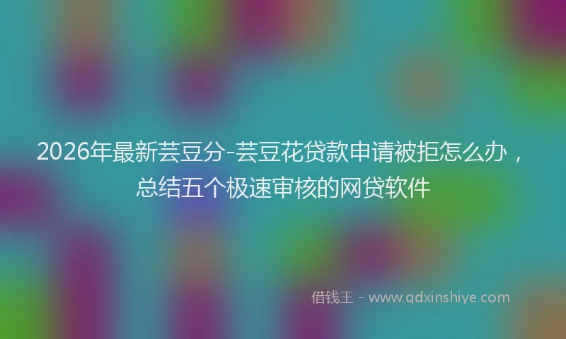 2026年最新芸豆分-芸豆花贷款申请被拒怎么办，总结五个极速审核的网贷软件