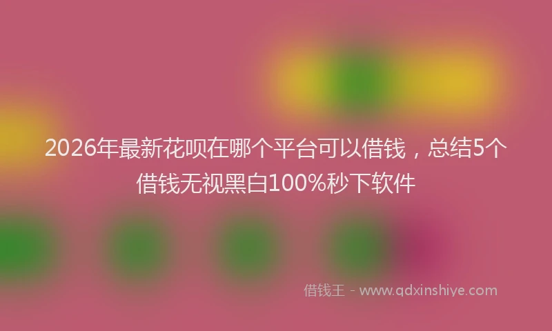 2026年最新花呗在哪个平台可以借钱，总结5个借钱无视黑白100%秒下软件