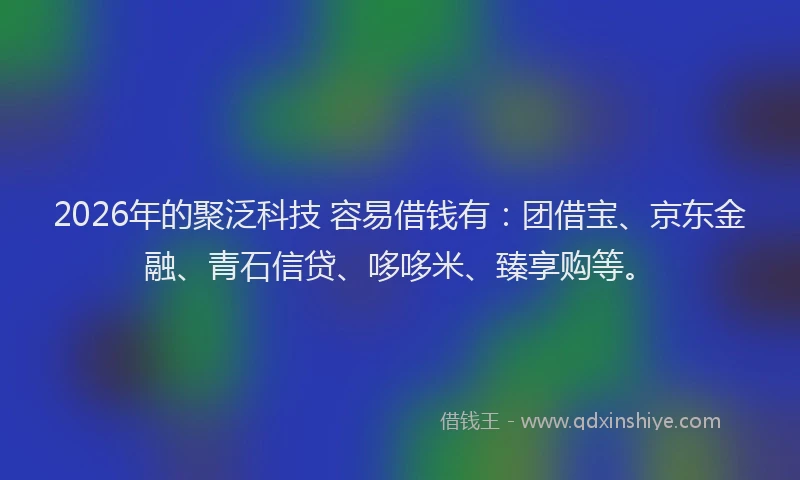 2026年的聚泛科技 容易借钱有：团借宝、京东金融、青石信贷、哆哆米、臻享购等。