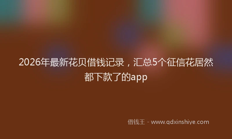 2026年最新花贝借钱记录，汇总5个征信花居然都下款了的app