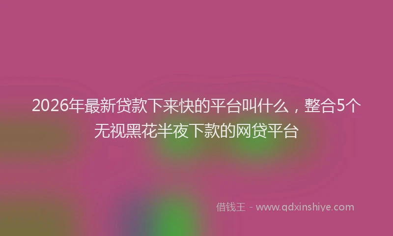 2026年最新贷款下来快的平台叫什么，整合5个无视黑花半夜下款的网贷平台