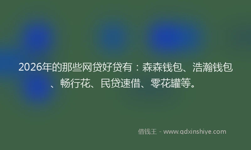 2026年的那些网贷好贷有：森森钱包、浩瀚钱包、畅行花、民贷速借、零花罐等。