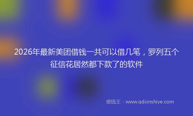 2026年最新美团借钱一共可以借几笔，罗列五个征信花居然都下款了的软件