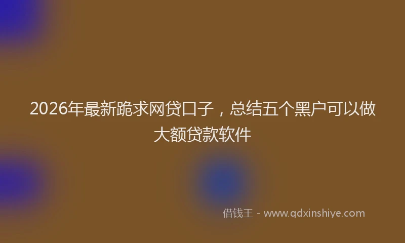 2026年最新跪求网贷口子，总结五个黑户可以做大额贷款软件
