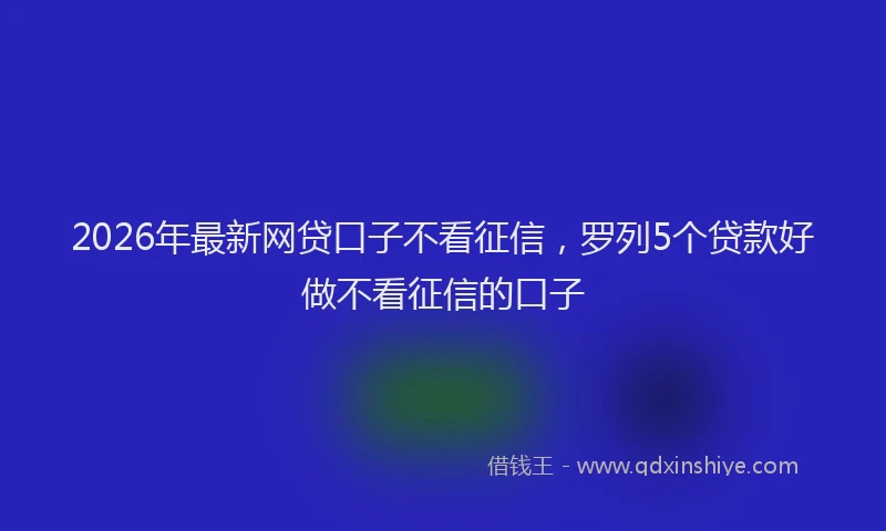 2026年最新网贷口子不看征信，罗列5个贷款好做不看征信的口子