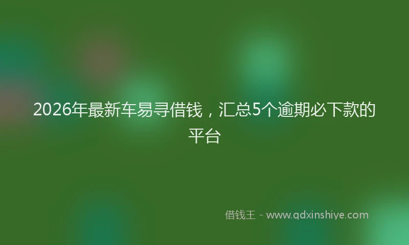 2026年最新车易寻借钱，汇总5个逾期必下款的平台