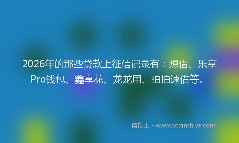 2026年的那些贷款上征信记录有：想借、乐享Pro钱包、鑫享花、龙龙用、拍拍速借等。
