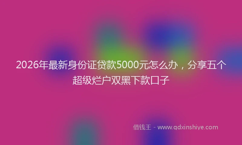 2026年最新身份证贷款5000元怎么办，分享五个超级烂户双黑下款口子